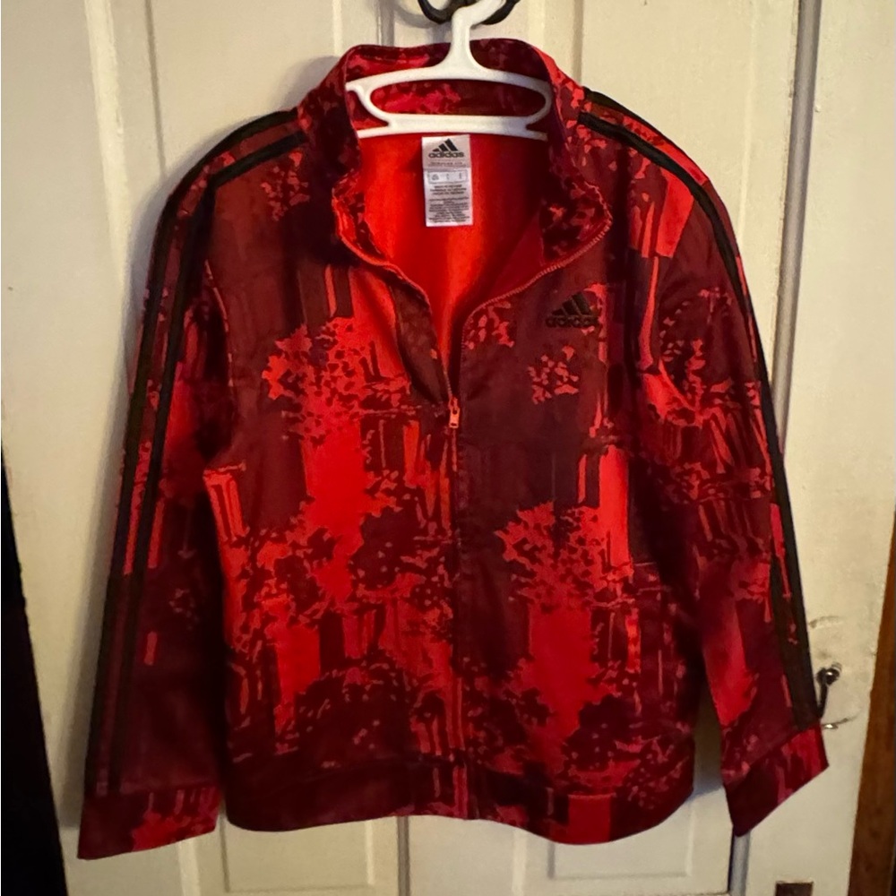adidas Red Patterned Track Jacket